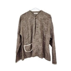 Bodil Women's 100% Linen Basketweave Pullover Top Lagenlook- M